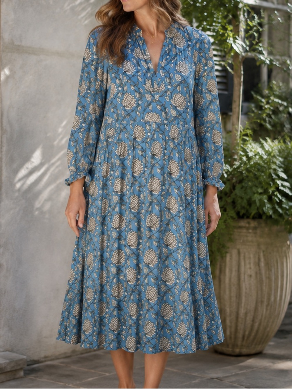Madison Matthews Blue Folly Midi Dress Sz. XS